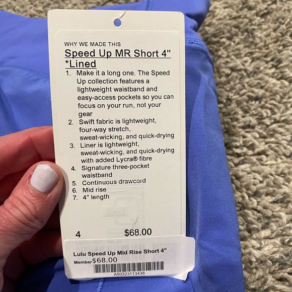 NWT LULULEMON speed up short 4” LINED, size 4, wild indigo - Picture 6 of 9
